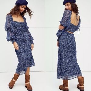 Free People Aglow Dress in Combo Blue